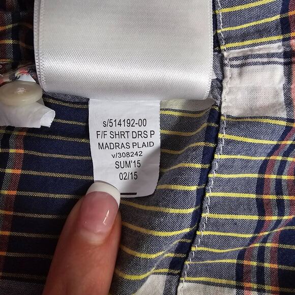 Gap Madras Plaid Dress Size 12 Button-Up Sleeveless Tie Waist Pockets Cotton - Picture 7 of 7